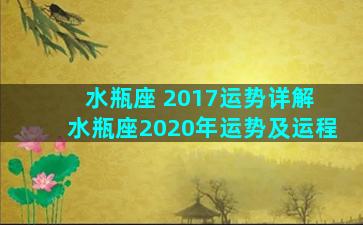 水瓶座 2017运势详解 水瓶座2020年运势及运程